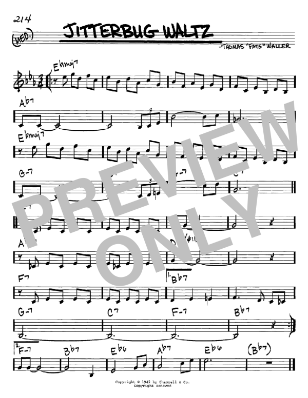 Fats Waller Jitterbug Waltz Musik Noten - Real Book – Melody & Chords – C Instruments - 60167-0