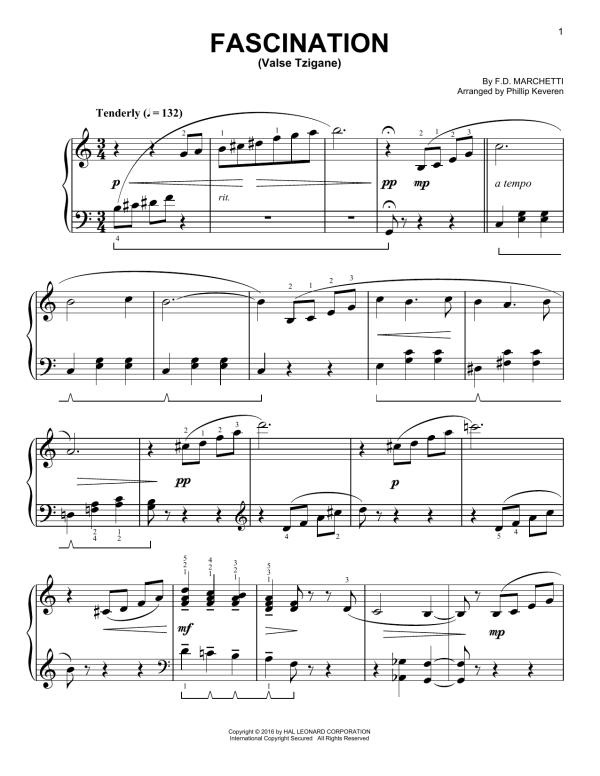F.D. Marchetti Fascination (Valse Tzigane) [Classical version] (arr. Phillip Keveren) Musik Noten - Easy Piano - 170462-0