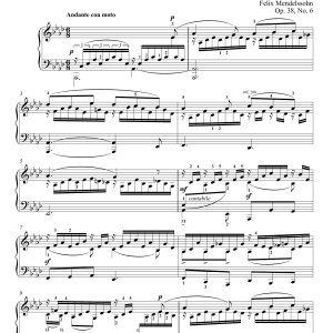 Felix Mendelssohn Song Without Words In A-Flat Major, "Duet," Op. 38, No. 6 Musik Noten - Piano Solo - 155778-0