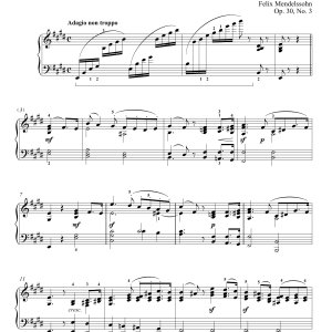 Felix Mendelssohn Song Without Words In E Major, Op. 30, No. 3 Musik Noten - Piano Solo - 155863-0
