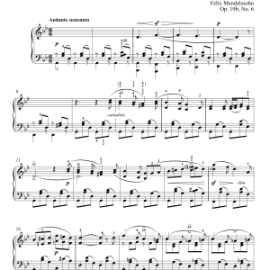 Felix Mendelssohn Song Without Words In G Minor "Venetian Gondola Song," Op. 19, No. 6 Musik Noten - Piano Solo - 155859-0