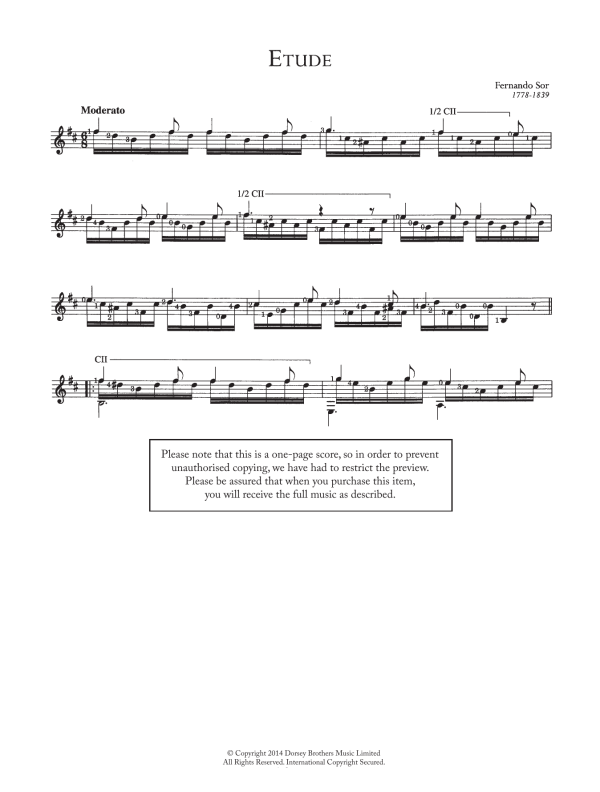 Fernando Sor Etude Musik Noten - Solo Guitar - 118853-0