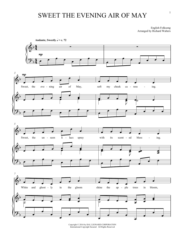 Folksong Sweet The Evening Air Of May Musik Noten - Piano & Vocal - 177592-0