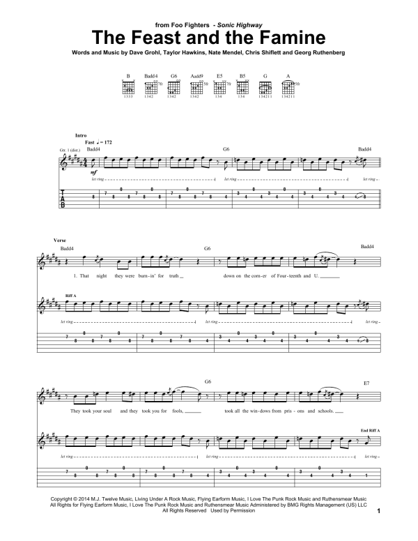 Foo Fighters The Feast And The Famine Musik Noten - Guitar Tab - 167860-0