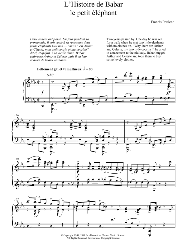 Francis Poulenc L'Histoire De Babar Musik Noten - Piano Solo - 118522-0