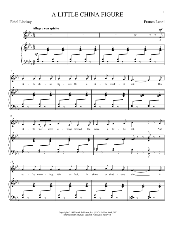 Franco Leoni A Little China Figure Musik Noten - Piano & Vocal - 170672-0