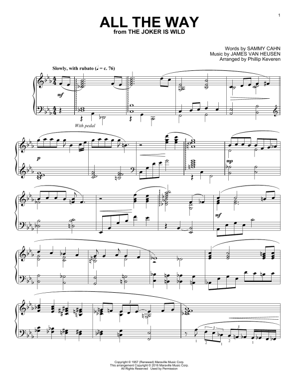 Frank Sinatra All The Way (arr. Phillip Keveren) Musik Noten - Piano Solo - 172869-0