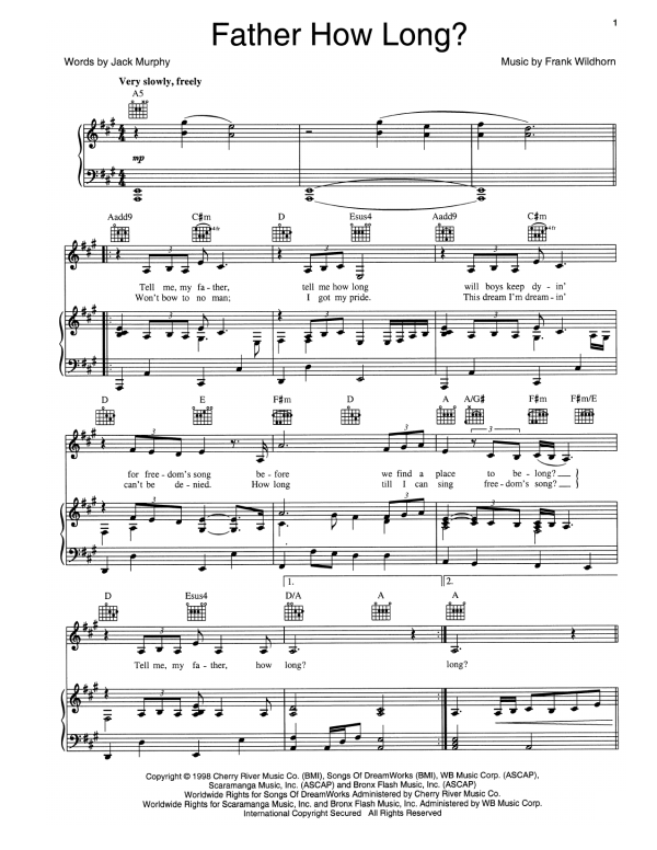 Frank Wildhorn Father How Long? Musik Noten - Piano, Vocal & Guitar Chords - 158296-0