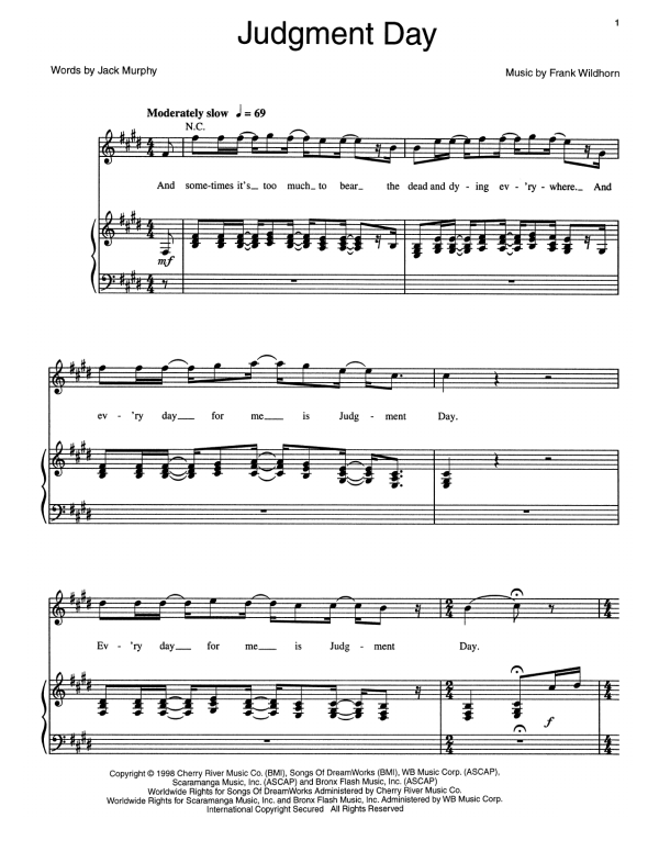 Frank Wildhorn Judgment Day Musik Noten - Piano, Vocal & Guitar Chords - 159197-0