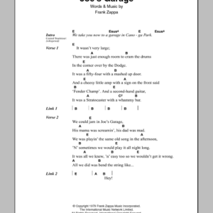 Frank Zappa Joe's Garage Musik Noten - Guitar Chords/Lyrics - 100606-0