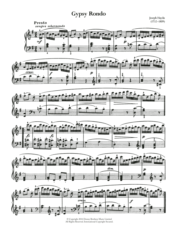Franz Joseph Haydn Gypsy Rondo Musik Noten - Easy Guitar Tab - 167524-0