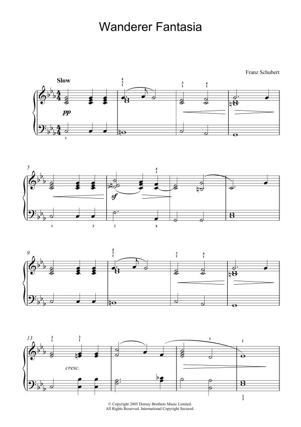 Franz Schubert Wanderer Fantasia Musik Noten - Piano Solo - 46798-0