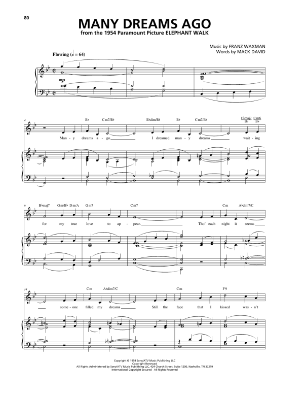 Franz Waxman Many Dreams Ago Musik Noten - Piano, Vocal & Guitar Chords - 175089-0