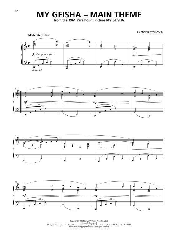 Franz Waxman My Geisha - Main Title Musik Noten - Piano Solo - 175068-0
