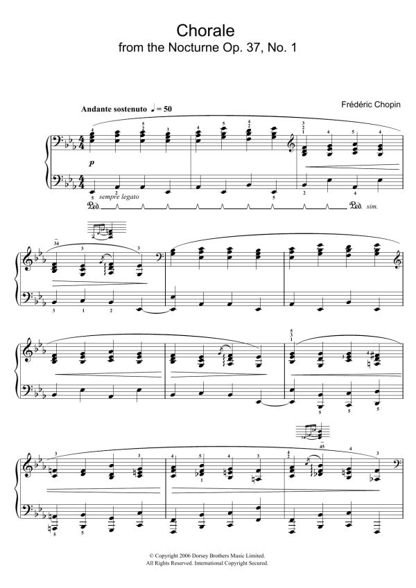 Frédéric Chopin Chorale from Nocturne Op. 37, No. 1 Musik Noten - Easy Piano - 47362-0