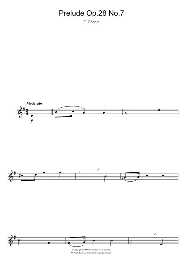 Frédéric Chopin Prelude Op.28 No.7 Musik Noten - Alto Sax Solo - 105551-0
