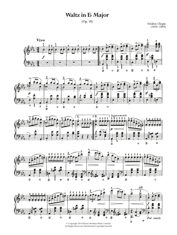 Frédéric Chopin Waltz Op.18 (from 'Les Sylphides') Musik Noten - Piano Solo - 119294-0
