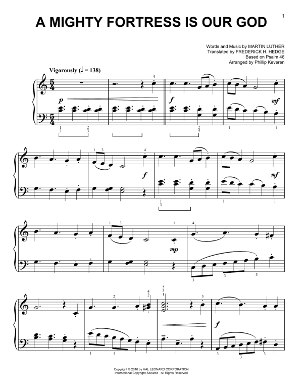 Frederick H. Hedge A Mighty Fortress Is Our God [Classical version] (arr. Phillip Keveren) Musik Noten - Easy Piano - 171914-0