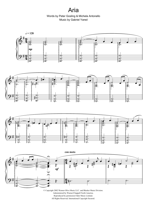 Gabriel Yared Possesso (from Possession) Musik Noten - Piano Solo - 40023-0