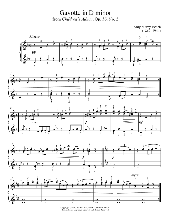 Gail Smith Gavotte in D Minor Musik Noten - Piano Solo - 95474-0