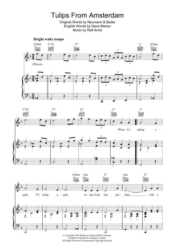 Gene Martyn Tulips From Amsterdam Musik Noten - Piano, Vocal & Guitar Chords - 37227-0