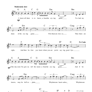 Geoff Stephens The Crying Game Musik Noten - Lead Sheet / Fake Book - 14014-0