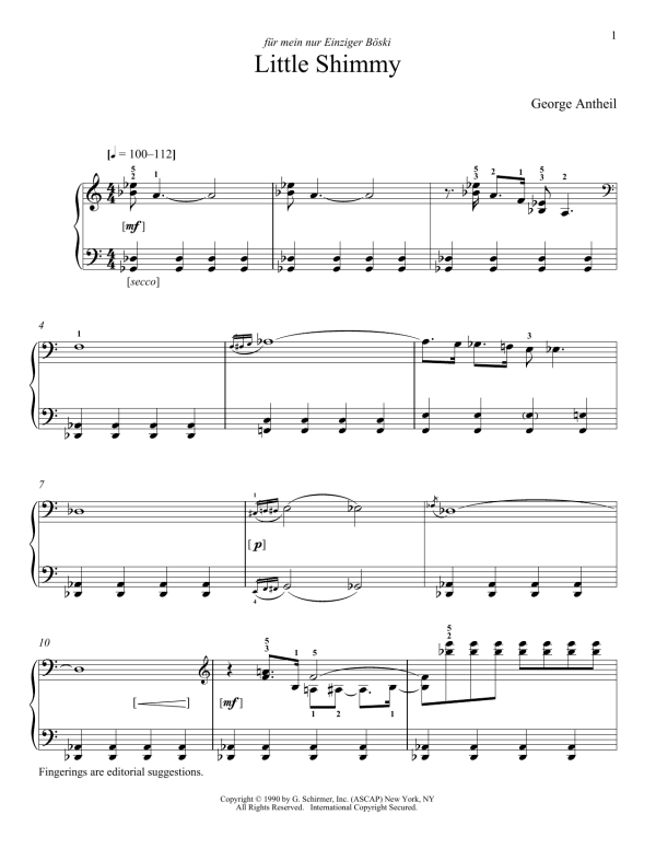 George Antheil Little Shimmy Musik Noten - Piano Solo - 158336-0