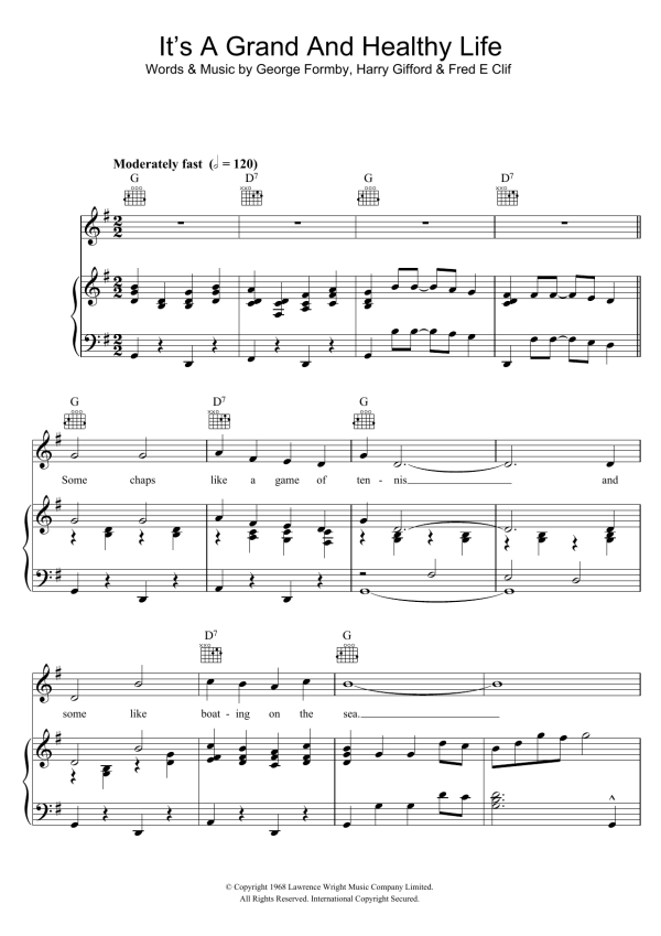 George Formby It's A Grand And Healthy Life Musik Noten - Piano, Vocal & Guitar Chords - 101138-0