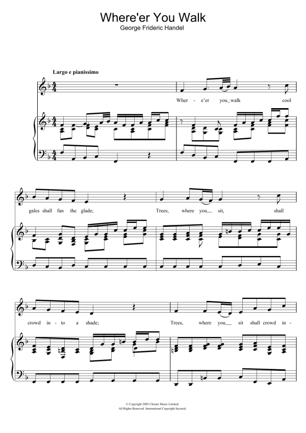 George Frideric Handel Where'er You Walk (from Semele HWV58) Musik Noten - Piano & Vocal - 112167-0