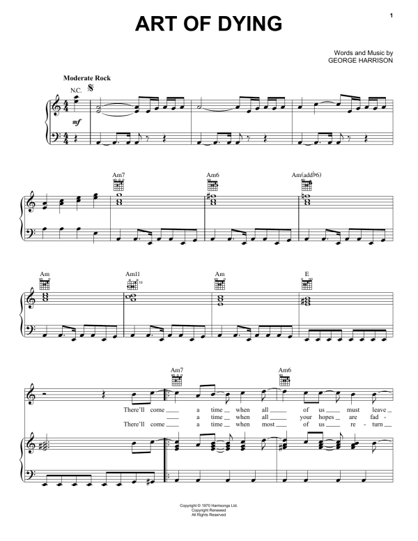 George Harrison Art Of Dying Musik Noten - Piano, Vocal & Guitar Chords - 159365-0
