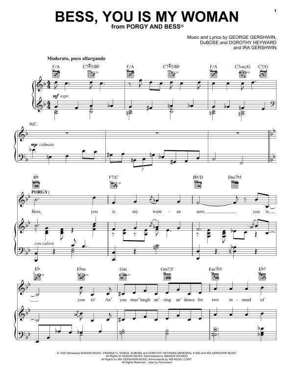 George & Ira Gershwin Bess, You Is My Woman Musik Noten - Piano, Vocal & Guitar Chords - 159907-0