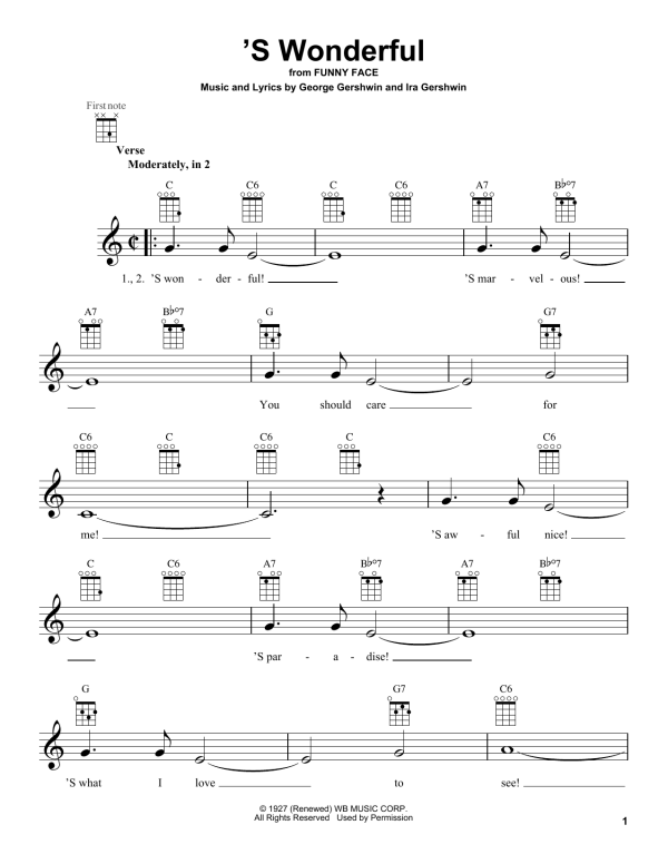 George & Ira Gershwin 'S Wonderful Musik Noten - Ukulele - 160312-0