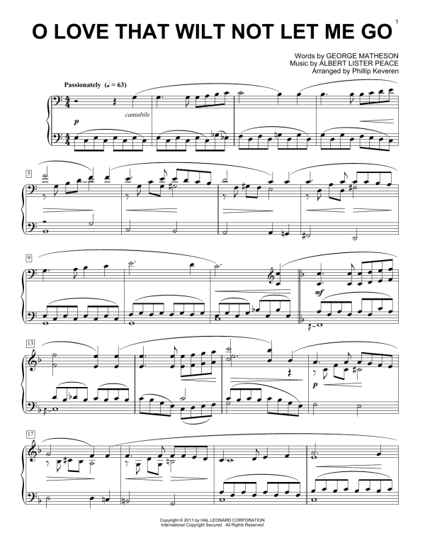 George Matheson O Love That Wilt Not Let Me Go [Classical version] (arr. Phillip Keveren) Musik Noten - Piano Solo - 78256-0