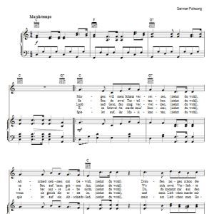 German Folksong Morgen Will Mein Schatz Verreisen Musik Noten - Piano, Vocal & Guitar Chords - 69205-0