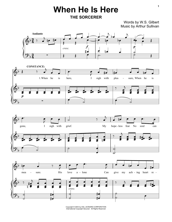 Gilbert & Sullivan When He Is Here Musik Noten - Piano Solo - 174421-0