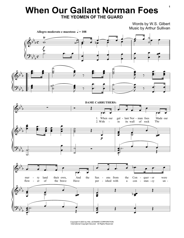 Gilbert & Sullivan When Our Galland Norman Foes Musik Noten - Piano Solo - 174413-0