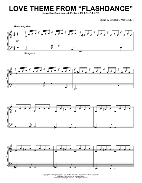 Giorgio Moroder Love Theme From "Flashdance" Musik Noten - Piano Solo - 51654-0