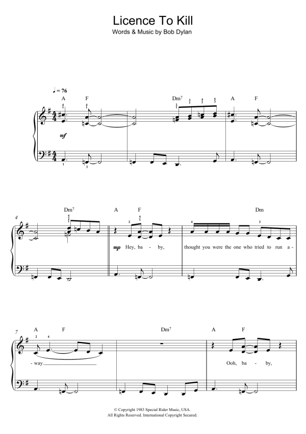 Gladys Knight License To Kill Musik Noten - Easy Piano - 123192-0