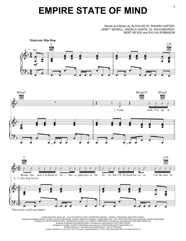 Glee Cast Empire State Of Mind Musik Noten - Piano, Vocal & Guitar Chords - 80505-0