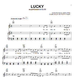 Glee Cast Lucky Musik Noten - Piano, Vocal & Guitar Chords - 80508-0