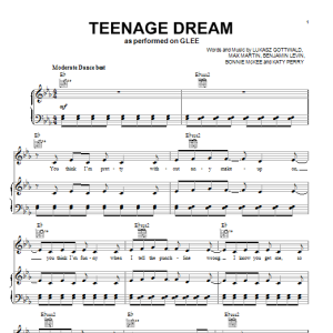 Glee Cast Teenage Dream Musik Noten - Piano, Vocal & Guitar Chords - 80497-0