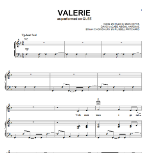 Glee Cast Valerie Musik Noten - Piano, Vocal & Guitar Chords - 80500-0