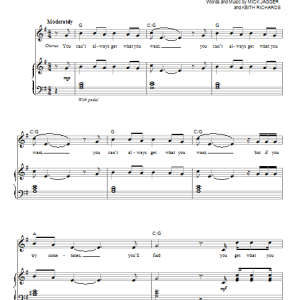 Glee Cast You Can't Always Get What You Want Musik Noten - Piano, Vocal & Guitar Chords - 101605-0