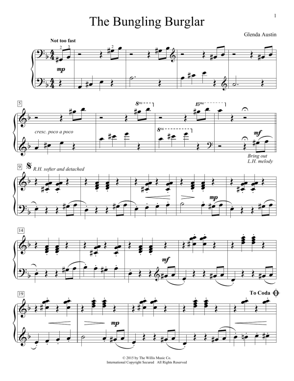 Glenda Austin The Bungling Burglar Musik Noten - Educational Piano - 158361-0