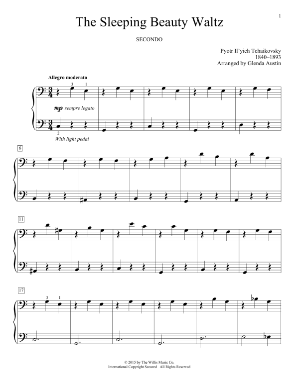 Glenda Austin The Sleeping Beauty Waltz Musik Noten - Piano Duet - 162267-0