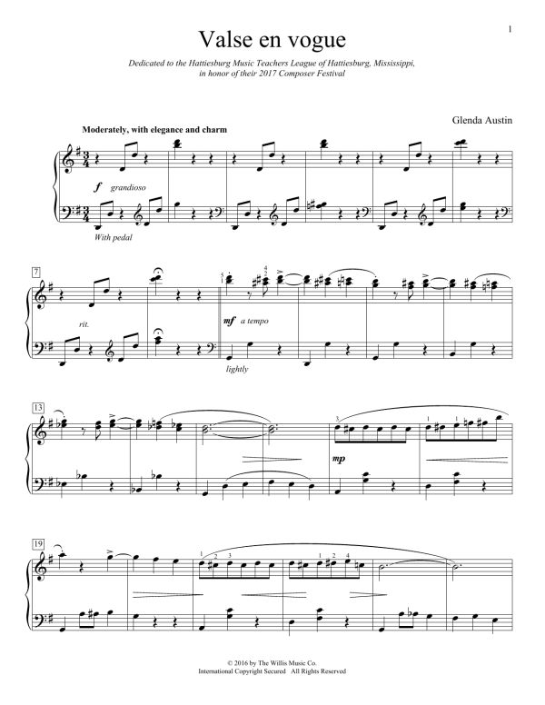 Glenda Austin Valse En Vogue Musik Noten - Educational Piano - 176964-0