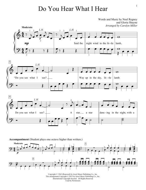 Gloria Shayne Do You Hear What I Hear (arr. Carolyn Miller) Musik Noten - Educational Piano - 161276-0