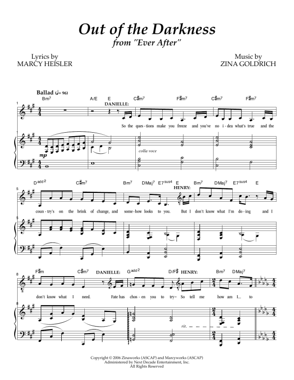 Goldrich & Heisler Out Of The Darkness Musik Noten - Piano & Vocal - 174489-0