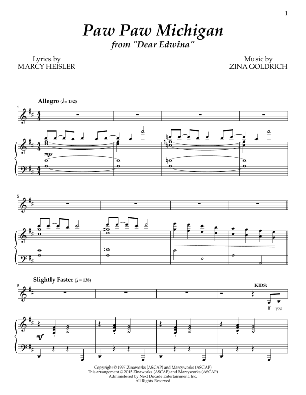 Goldrich & Heisler Paw Paw Michigan Musik Noten - Piano & Vocal - 161329-0