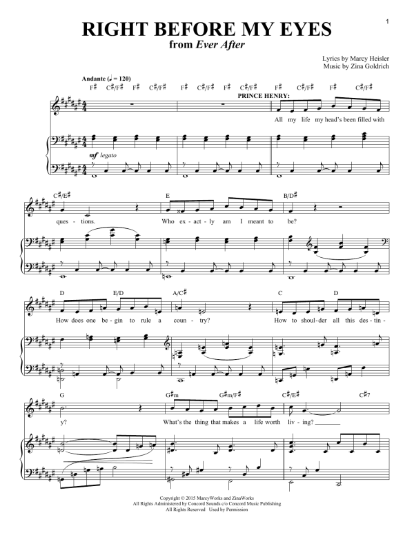 Goldrich & Heisler Right Before My Eyes Musik Noten - Piano & Vocal - 174492-0